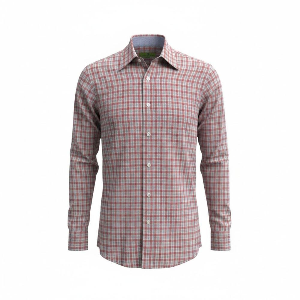 Bristol & Bull 100% Cotton Red Blue Plaid Button Up Shirt Size Large